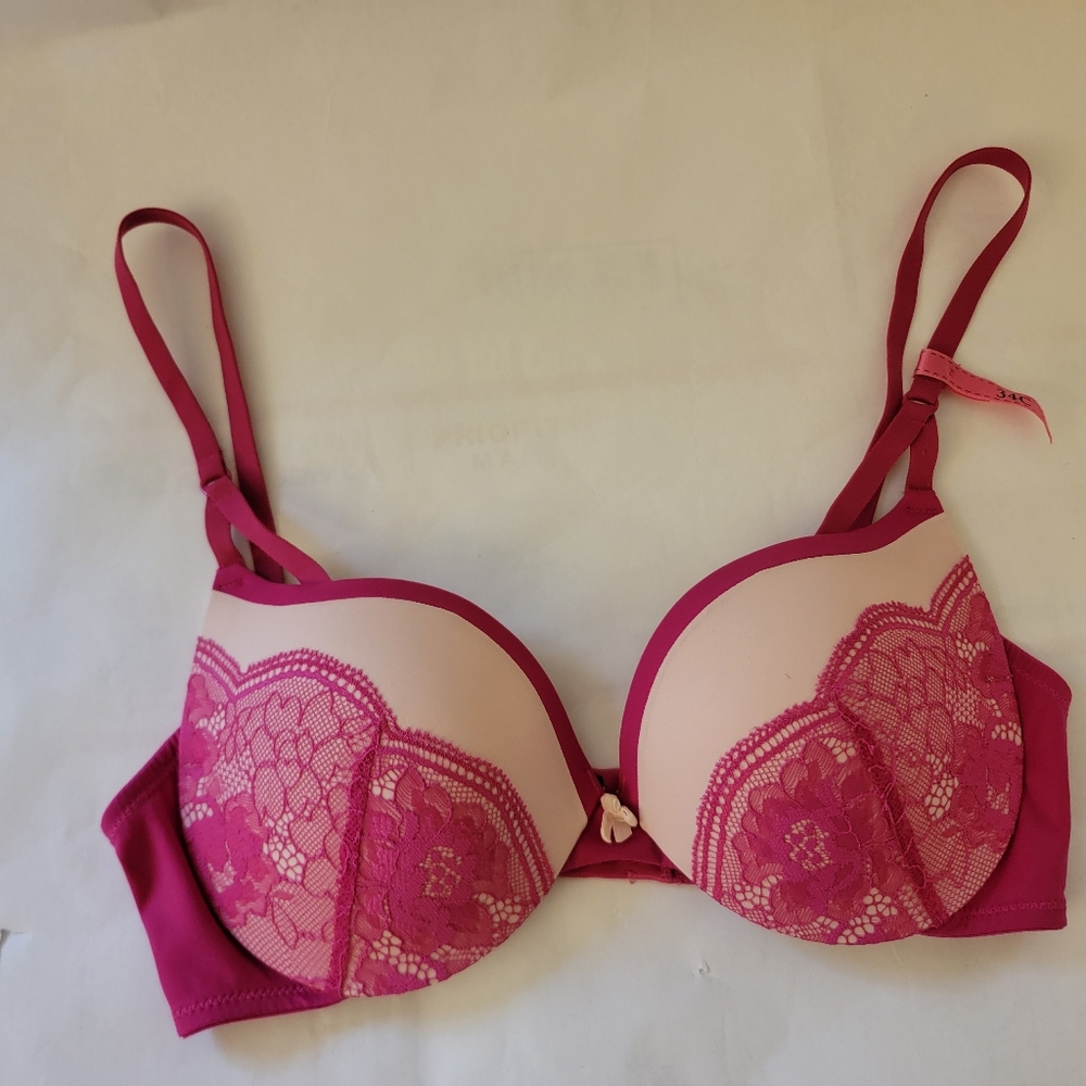 Maidenform 34C Underwire 2 Way Demi Bra Pink & Fushcia